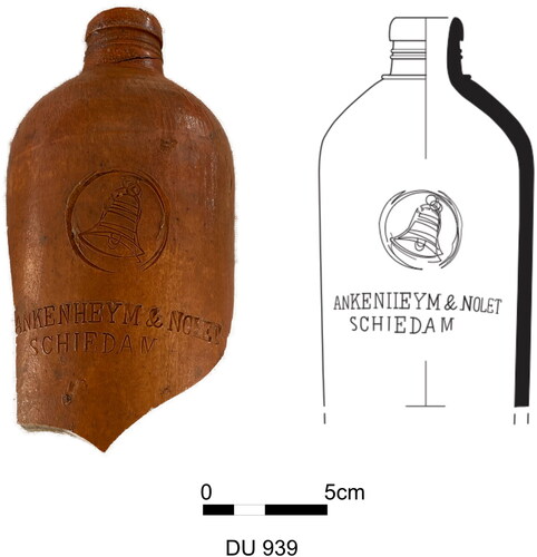 Fig 4 A photo and an illustration of one of the blankenheym & nolet stoneware bottles.