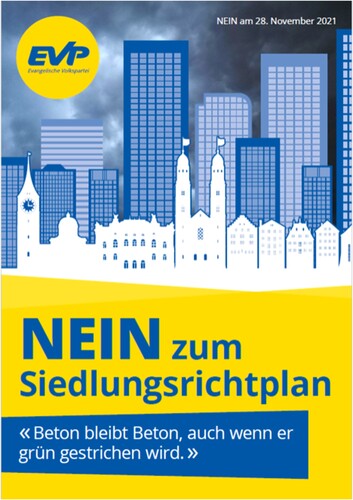 Figure 6. EVP No campaign poster. The text reads “No to the development structural plan: concrete is still concrete, even when it is painted green”.