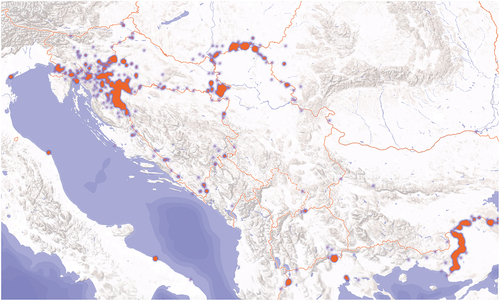 Figure 2. Cartography of injury: a map of Southeast Europe showing the location of reported pushbacks (Map: BVMN, 2023).