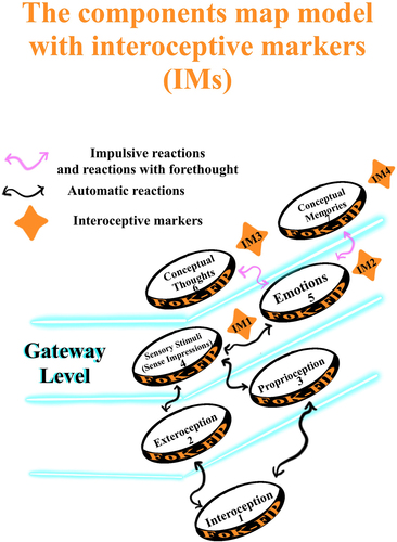 Figure A4. The components map model with interoceptive markers: the components map model depicted in this figure shows where broadcasting signals cognitively by the cognitive force includes emotional processing. As such, an animal model would be the electromagnetic entity representing the cellular framework.