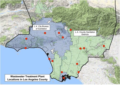 Figure 3 . Wastewater treatment facilities in metropolitan Los Angeles.