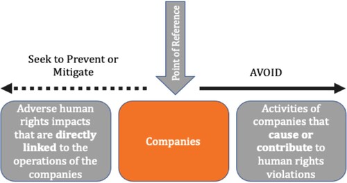 Figure 2. Modulation of due-diligence requirements of companies towards different actors in their supply chains.