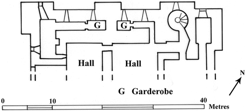 Figure 21. Dover castle keep 1190–90, first floor garderobes.