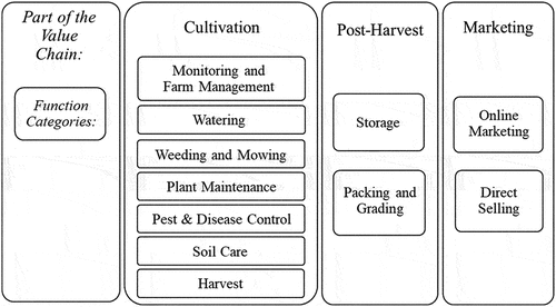 Figure 1. Characteristics of the fruit value chain considered within this study.