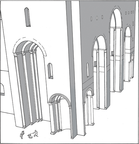 Figure 3. A conjectural reconstruction of the Romanesque Lincoln cathedral showing the North West Arched Bay.