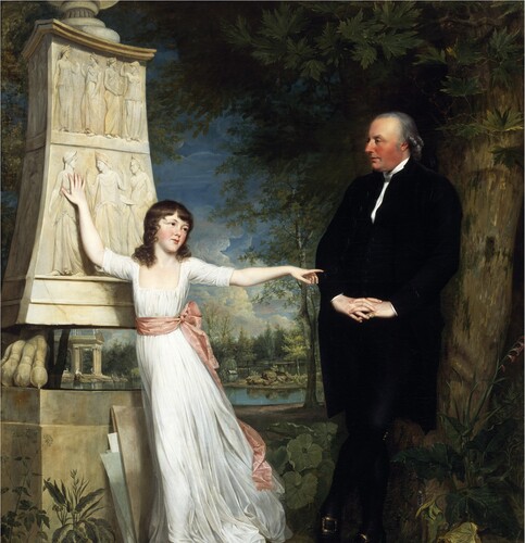 Figure 3. Frederick Hervey, Bishop of Derry and 4th Earl of Bristol (1730-1803), with his Granddaughter Lady Caroline Crichton (1779-1856), in the Gardens of the Villa Borghese, Rome. c.1790. By Hugh Douglas Hamilton (1740-1808). NGI.4350. National Gallery of Ireland Collection