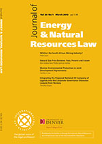 Cover image for Journal of Energy & Natural Resources Law, Volume 30, Issue 1, 2012