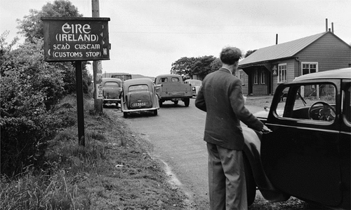 Fig. 2. Border between Northern Ireland and the Republic of Ireland on the road to Belfast from Dublin, c.1950 (Getty Images).