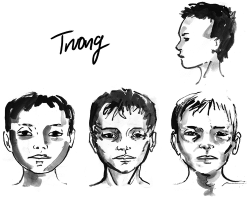 Figure 3. The Boat (Citation2015) Huynh’s work-in-progress ink character sketches.