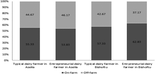 Figure 2. Proportion of food and income from on-farm and off-farm activities.