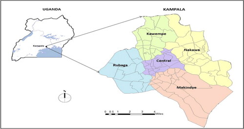 Figure 2. Map of showing the different divisions in Kampala.