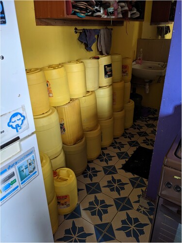 Figure 2. Jerry cans in a kitchen in Canaan Estate, Kibera (2021), picture taken by the author.