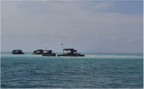 Figure 5. Tin floating rafts operating offshore Bangka and Belitung Islands.Source: Personal documentation, 2022.