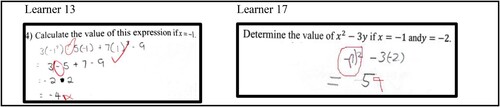 Figure 12. Example of substitution errors observed on the pre-tests