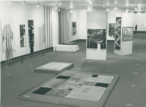 Fig 9 Installation view of Works in Thread: Works by Israeli Artists and Industrial Products at the Palevsky Pavilion, Design & Architecture Department, The Israel Museum, Jerusalem, 1975. Photograph: Reuven Milon.