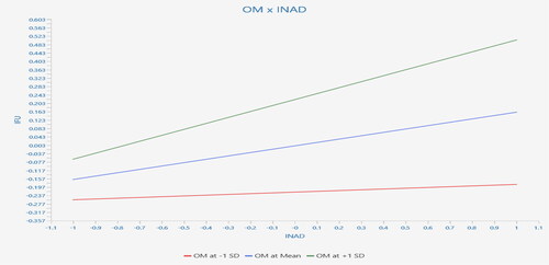 Figure 3. The moderating slope of OMxINAD on Financial utility.