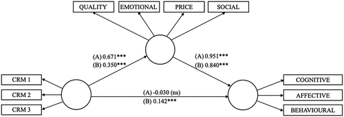 Figure 1. Structural model for brands a and B.