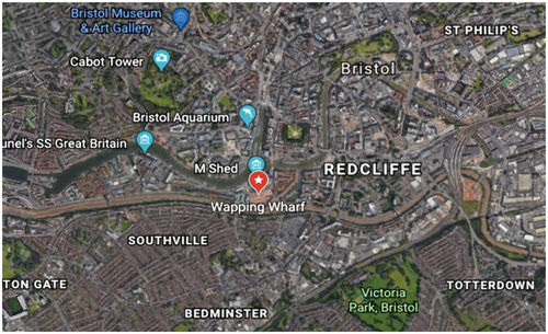 Figure 1. Location of the Wapping Wharf project (source: screenshot from Google Earth).