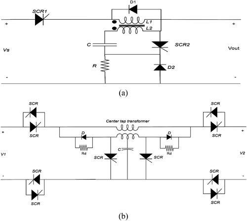 Figure 12. (a) Unidirectional coupled-inductor ZCB. (b): Bidirectional coupled-inductor ZCB (Maqsood & Corzine, Citation2016).