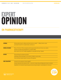 Cover image for Expert Opinion on Pharmacotherapy, Volume 16, Issue 17, 2015