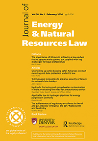 Cover image for Journal of Energy & Natural Resources Law, Volume 38, Issue 1, 2020