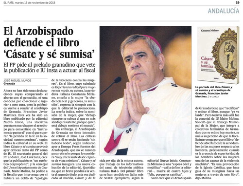Figure 6. El País publishes the defense of the Archbishop against political attacks.