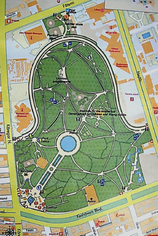 Fig. 6. Laleh Park (Map source Mokhtari Citation2007. Photograph the author).