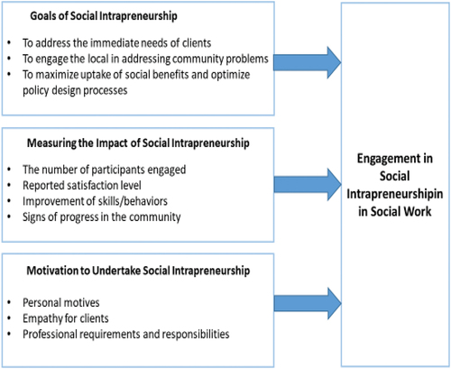 Figure 1. Goals, measures of success, and motivations to act as social intrapreneurs.
