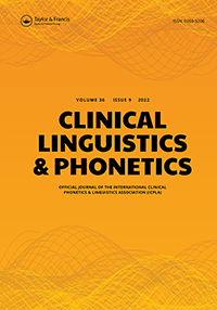 Cover image for Clinical Linguistics & Phonetics, Volume 36, Issue 9, 2022