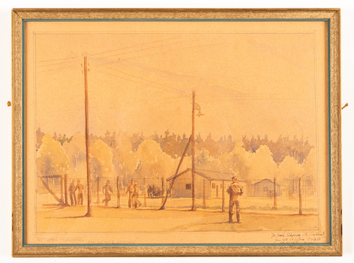 Figure 4. Landscape of Stalag VIII B (344) Lamsdorf in the autumn of 1943. The author was P.R. Olgivie, POW number 31,268 (collection of the Central Museum of Prisoners-of-War).