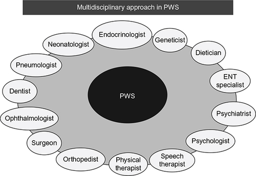 Figure 1 Ideal multidisciplinary team for Prader–Willi syndrome (PWS) during transition.