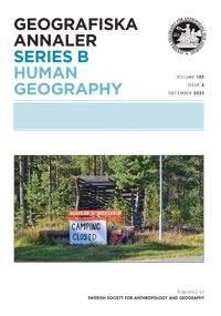 Cover image for Geografiska Annaler: Series B, Human Geography, Volume 105, Issue 4, 2023