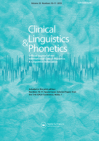Cover image for Clinical Linguistics & Phonetics, Volume 33, Issue 10-11, 2019