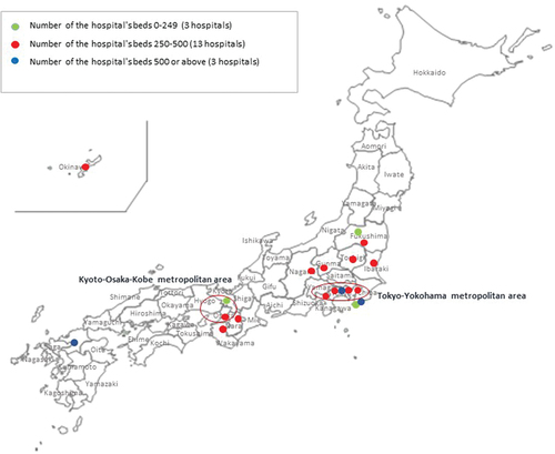 Figure 2. Geographic distribution of hospitals that were included in the study.