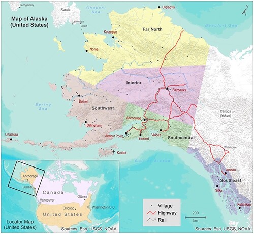 Figure 1. Study area of Alaska and its five regions.