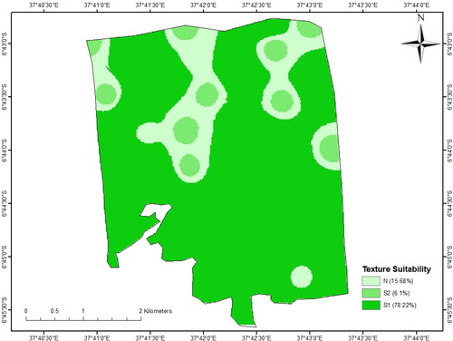 Figure 12. Texture suitability map for sunflower production of Tungi Farm.