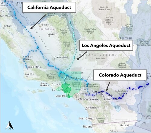 Figure 1 . Major sources of imported water supply to Los Angeles County.