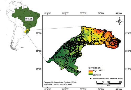 Figure 1. Study area and reference points in the hydrographic region of Uruguay (Brazil).