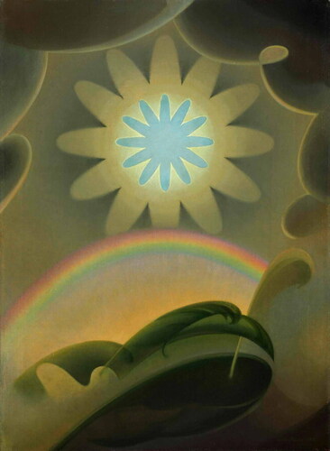 Agnes Pelton, Sand Storm, 1932. Oil on canvas, 30.25 × 22 in. Courtesy of Crystal Bridges Museum of American Art, Bentonville, Arkansas, 2012.504. Photography by Edward C. Robison III.