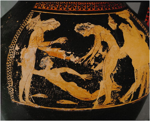 Figure 3. Amazons swimming and bathing. Red-figure amphora, Andocides Painter. Musée du Louvre F203. Photo Credit: Erich Lesser/Art Resource, NY.