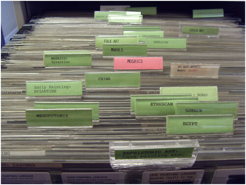 Figure 2. Interior of filing cabinet, former University of Brighton slide library. Photograph by Annebella Pollen, 2011.