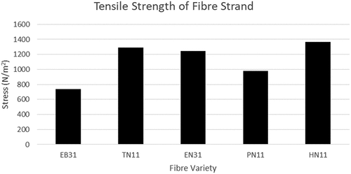 Figure 5. Tensile strength of the fibre strand.