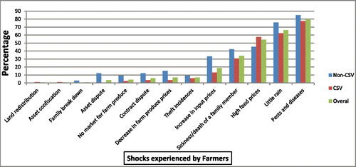 Figure 2. Shocks experienced (%) by Respondents. Source: Baseline Survey data, (2018–2019).