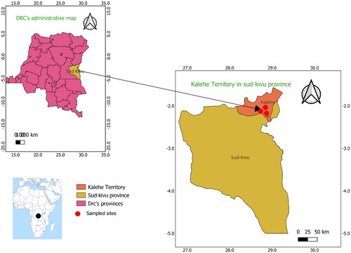 Figure 2. A map of DRC showing the location of Kalehe Territory in South Kivu Province.Source: Author.