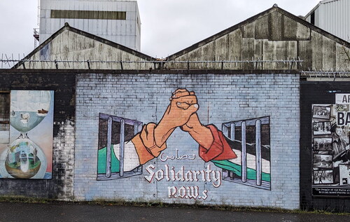 Figure 3. Image of “solidarity POWs” mural.Source: Photo taken by Brendan Ciarán Browne, 2023.