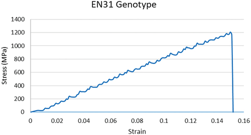 Figure 4. Sample tensile test result of EN31.