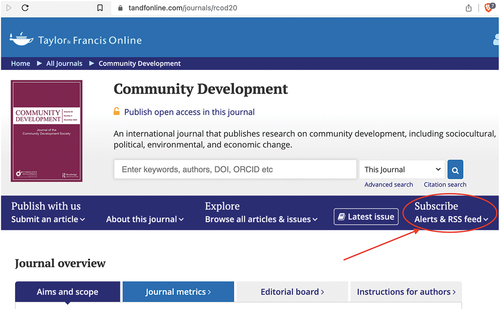 Figure 1. How to subscribe to journal alerts.