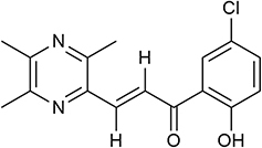 Figure 1 Compound HCTMPPK (E)-1-(E)-1-(2-hydroxy-5-chlorophenyl)-3-(3,5,6-3-methylpyrazin-2-yl)-2-toluene-1.