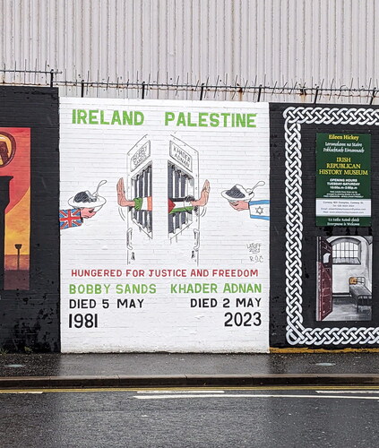 Figure 4. Image of Sands and Adnan mural.Source: Photo taken by Brendan Ciarán Browne, 2023.