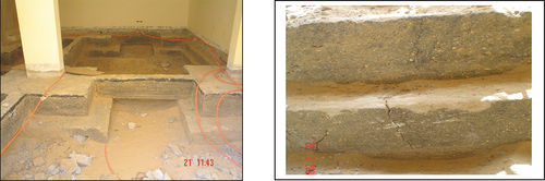 Figure 3. The foundation system and the cracks in concrete of boundary smells along axis (6).